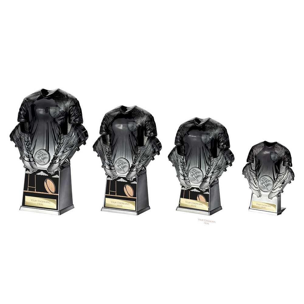 Invincible Rugby Shirt Trophy Award Heavyweight Black And Gunmetal