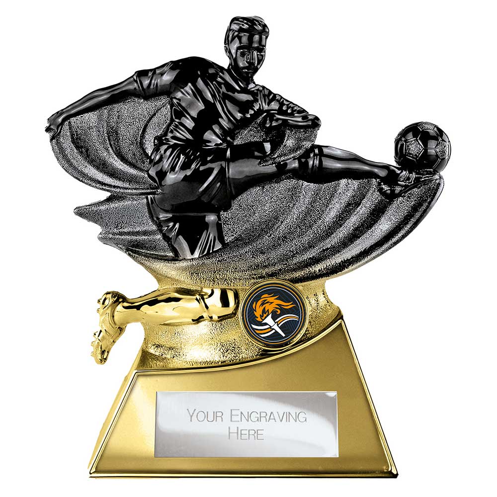 Power Trophy Example Power Strike Football Trophy Heavyweight Award in Carbon Black & Gold ...