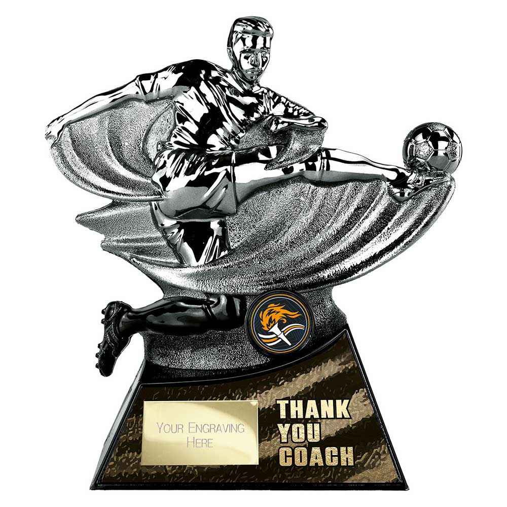 Power Strike Thank You Coach Football Trophy Award in Gunmetal & Black ...