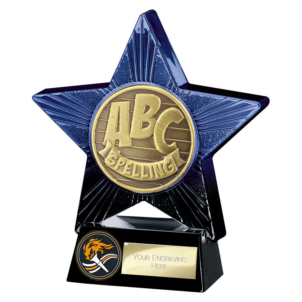 Superstar Spelling Trophy Award in Blue & Black – North East Trophies
