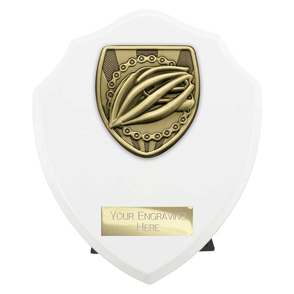 Cobra Cycling Shield Award Arctic White | North East Trophies