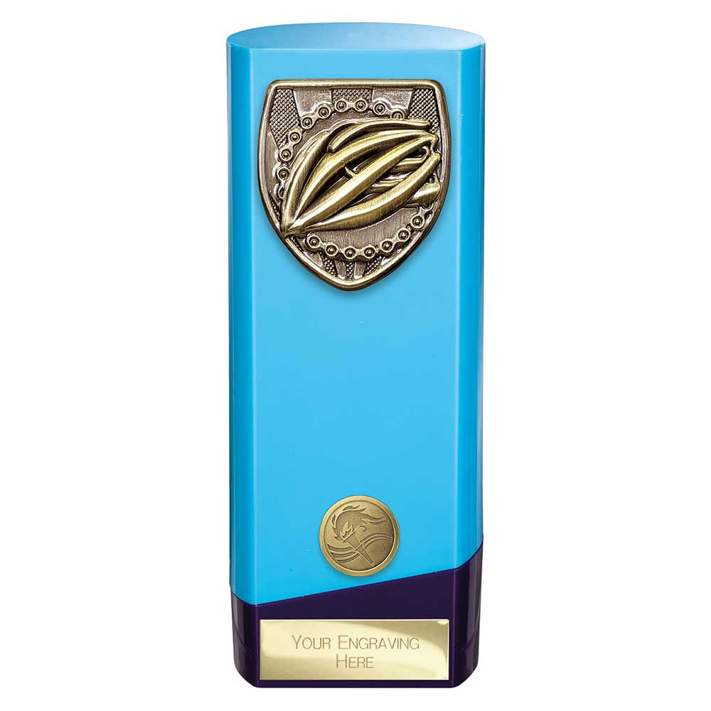 Carbuncle Trophy Prime Cobra Cycling Trophy Award in Blue & Purple – North East Trophies