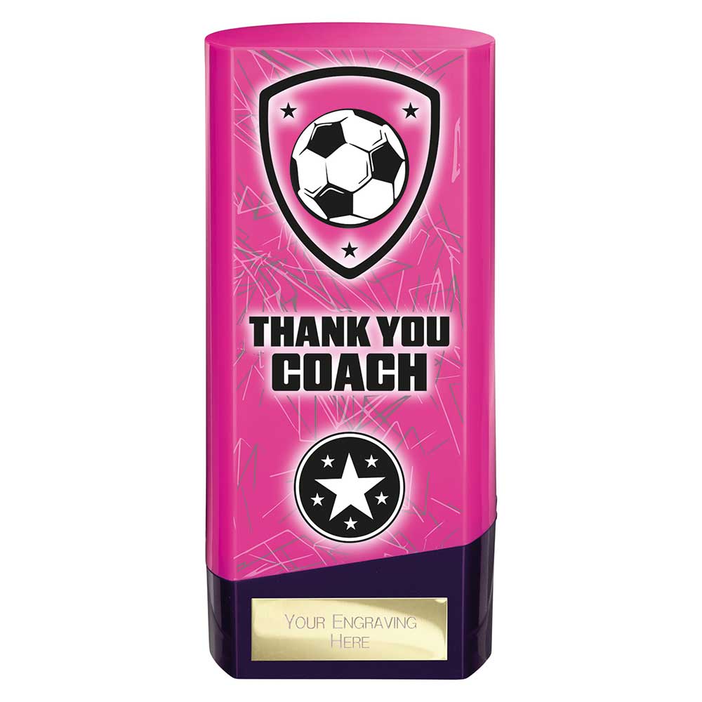 Prime Heavyweight Thank You Coach Football Award Trophy Pink Purple