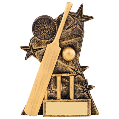 Cricket Trophy Bat & Wickets Astra Gold Award