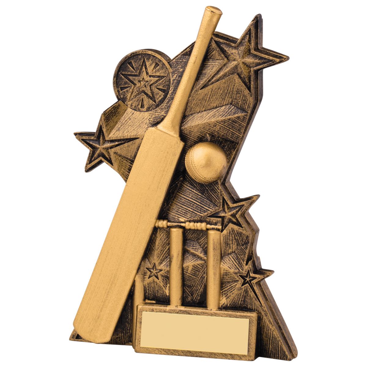 Cricket Trophy Bat & Wickets Astra Gold Award