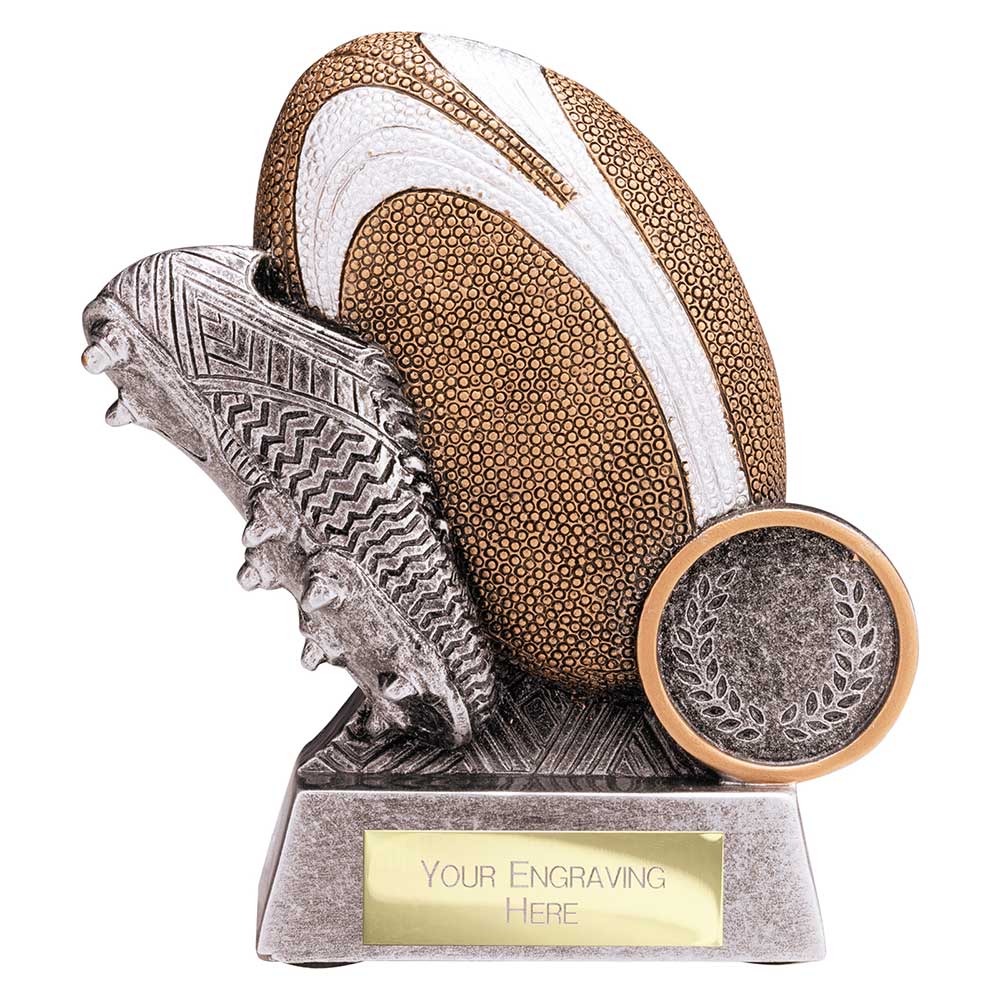 Exodus Rugby Boot And Ball Trophy Award Gold And Silver