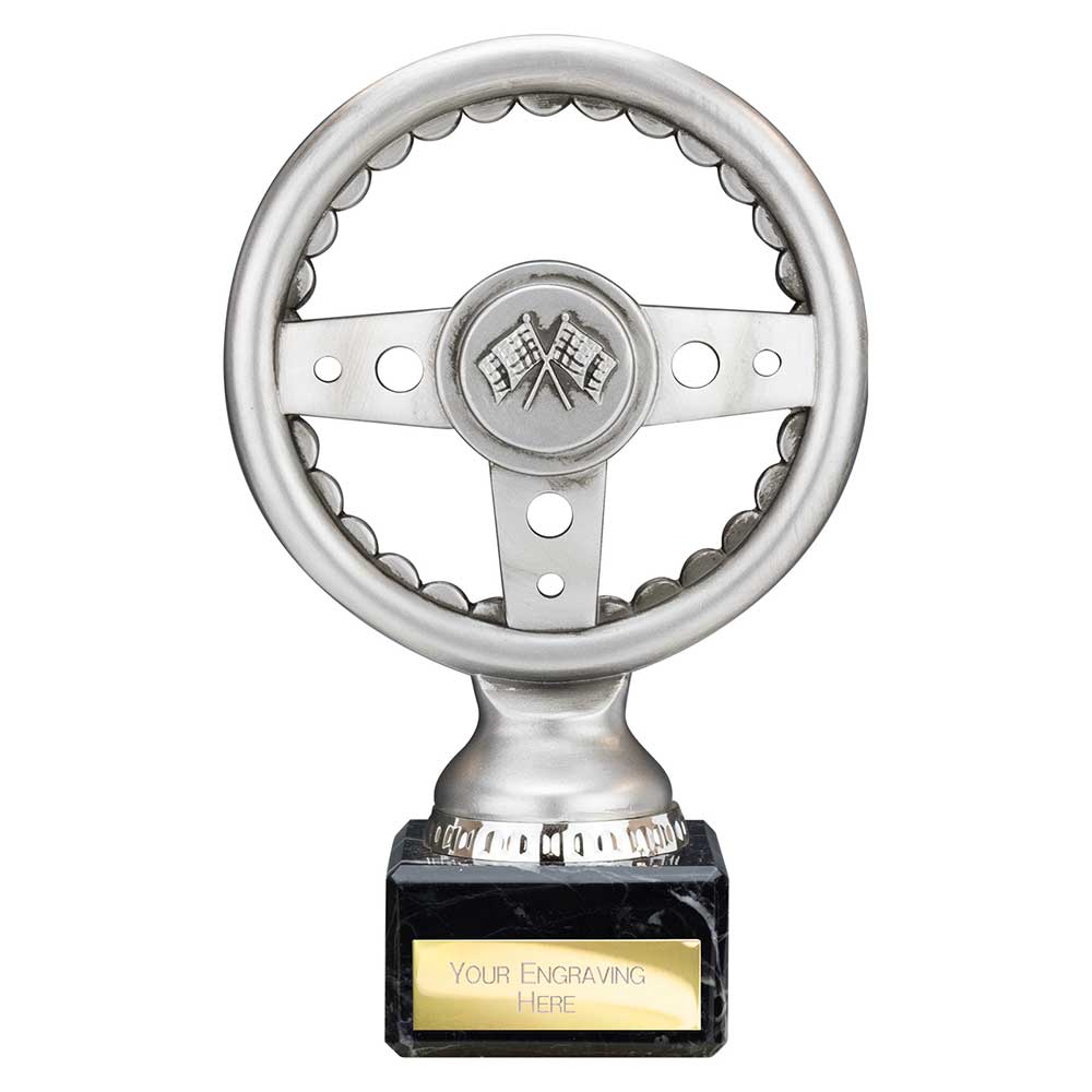 Velocity Steering Wheel Trophy Award Silver