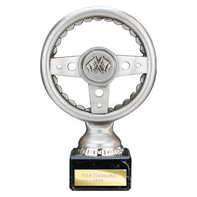 Velocity Steering Wheel Trophy Award Silver