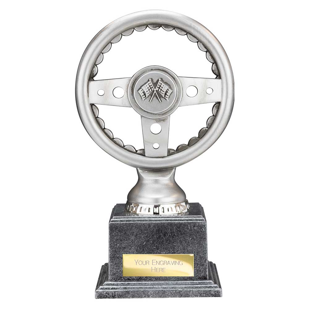 Velocity Steering Wheel Trophy Award Silver