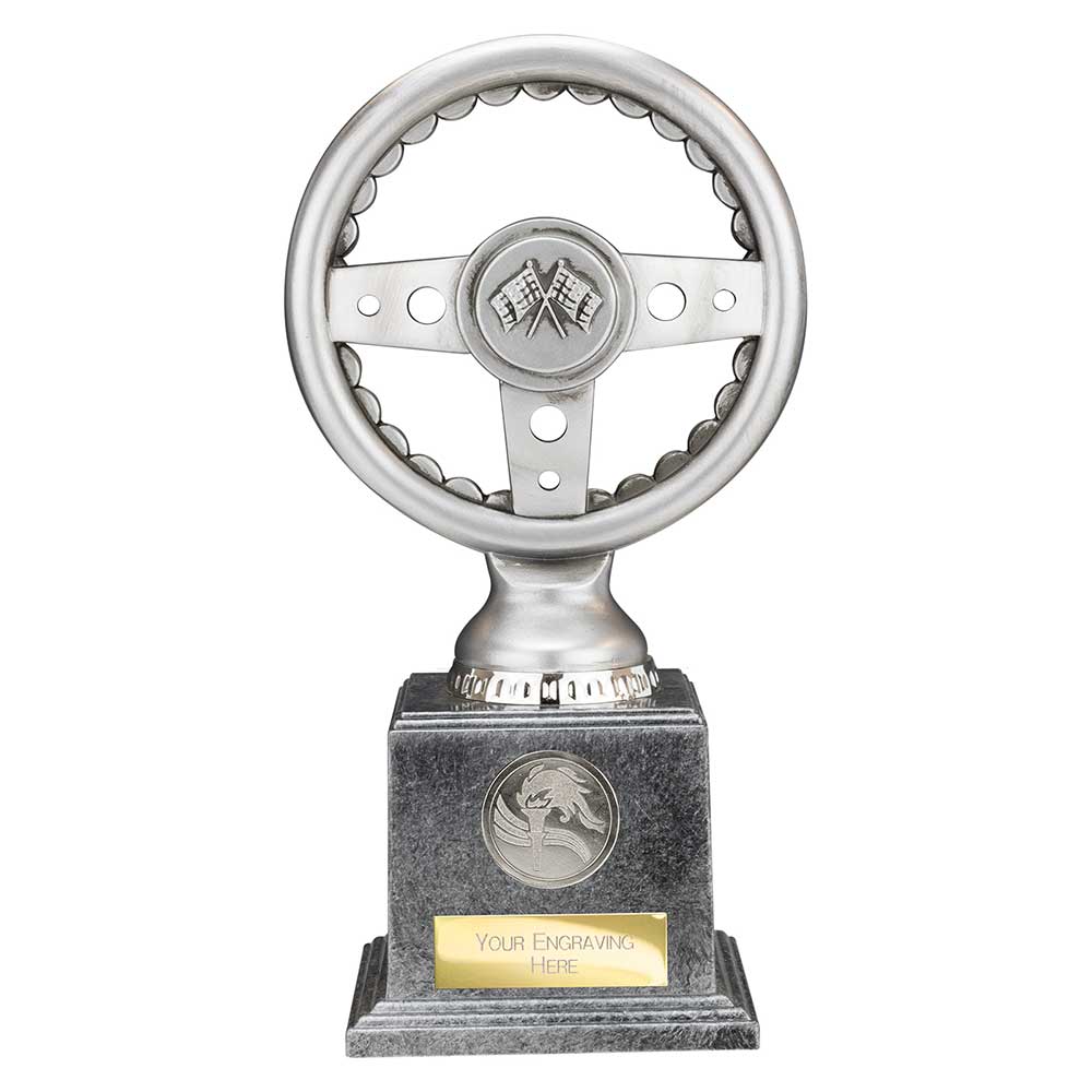 Velocity Steering Wheel Trophy Award Silver