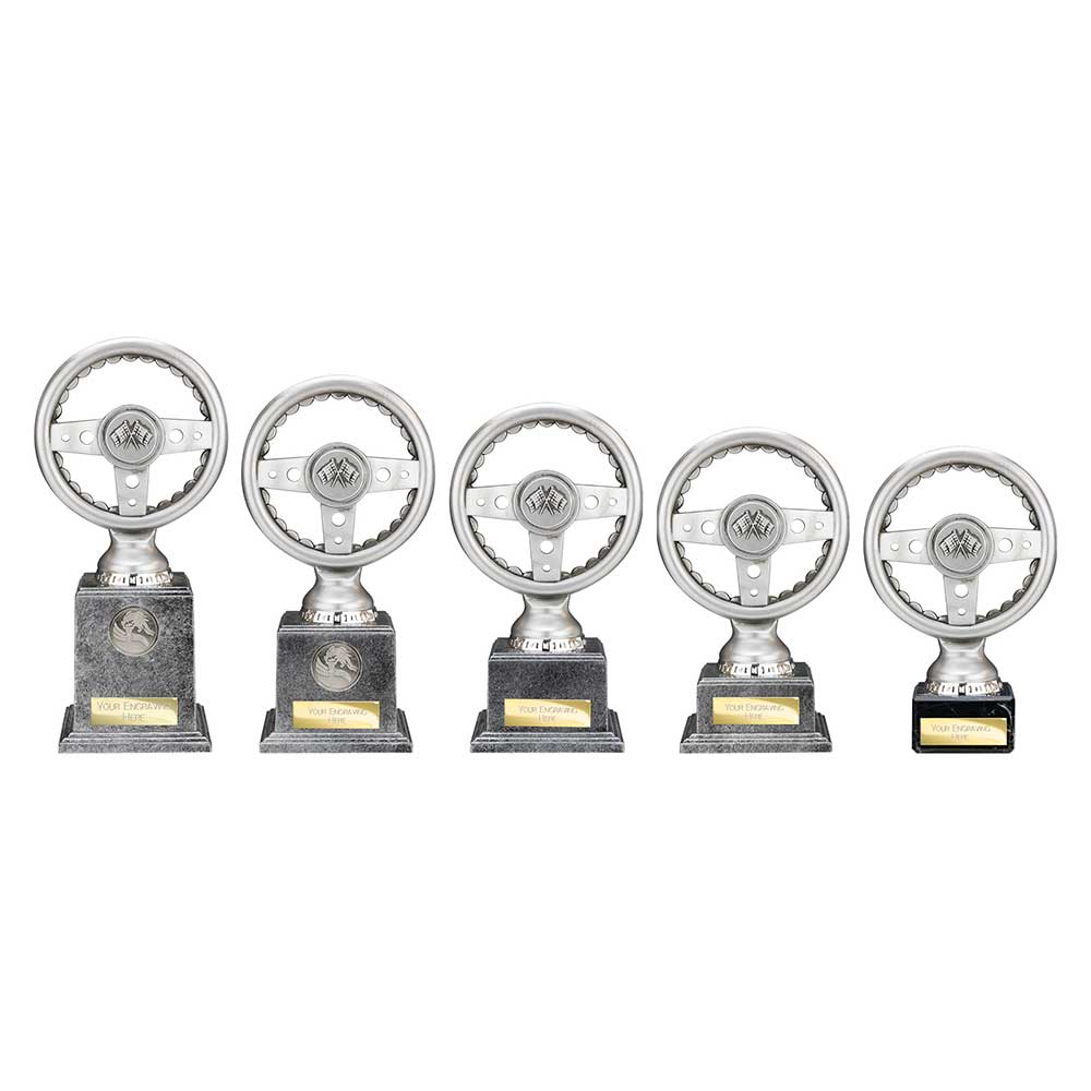 Velocity Steering Wheel Trophy Award Silver