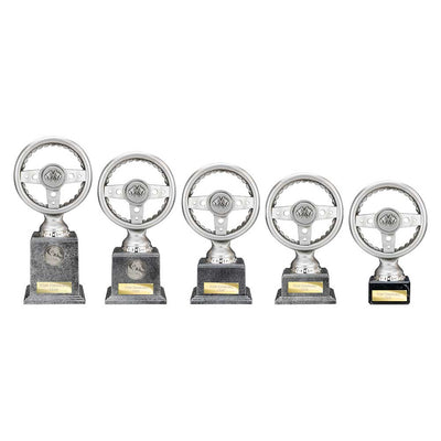 Velocity Steering Wheel Trophy Award Silver