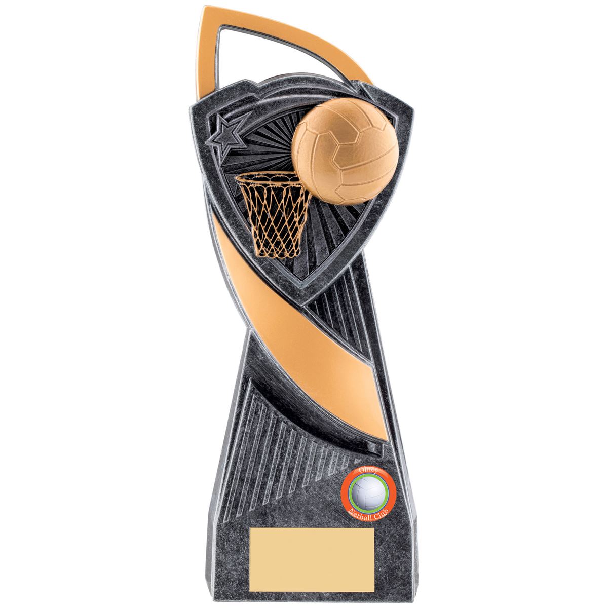Gold Netball Trophy Ball & Basket Utopia Award