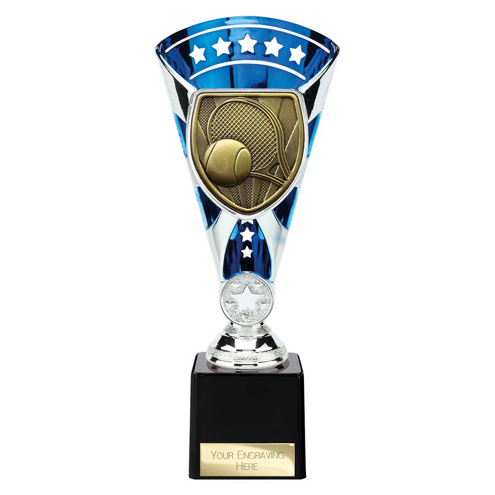 Cobra Star Tennis Trophy Cup Silver And Blue Cup Silver And Blue