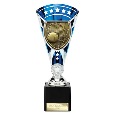 Cobra Star Tennis Trophy Cup Silver And Blue Cup Silver And Blue
