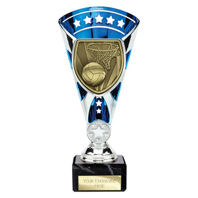 Cobra Star Netball Trophy Cup Silver And Blue