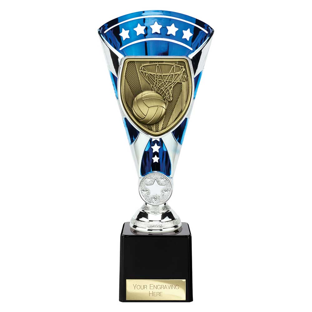 Cobra Star Netball Trophy Cup Silver And Blue