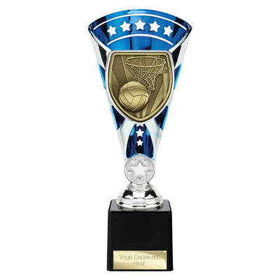 Cobra Star Netball Trophy Cup Silver And Blue