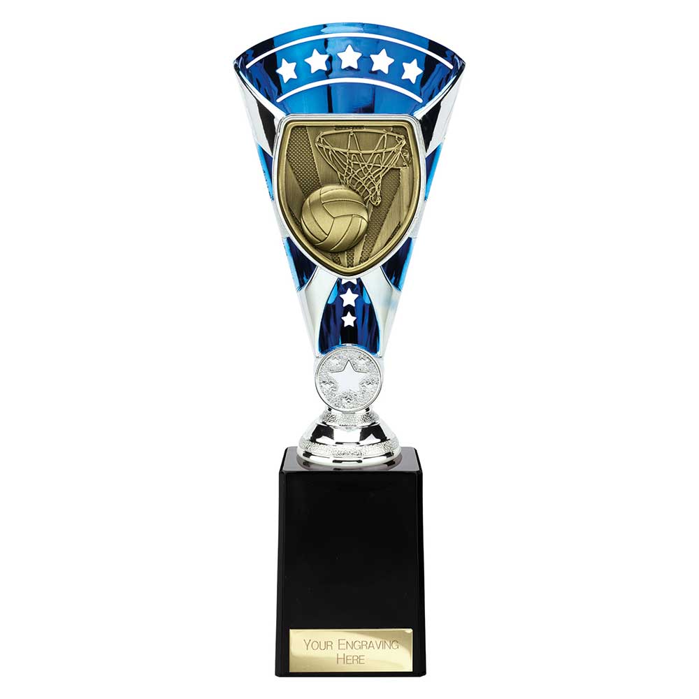 Cobra Star Netball Trophy Cup Silver And Blue