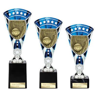 Cobra Star Netball Trophy Cup Silver And Blue