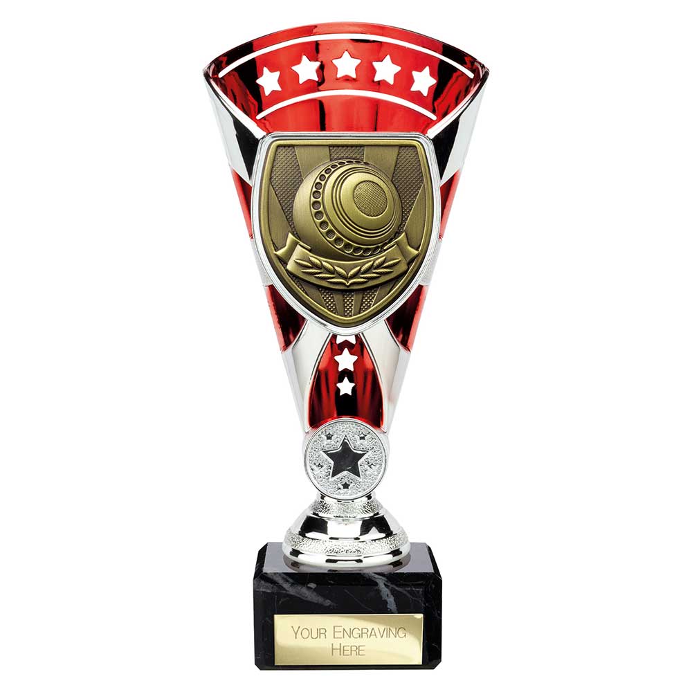 Cobra Star Trophy Cup Lawn Bowls Award Silver Red