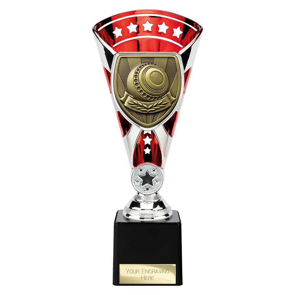 Cobra Star Trophy Cup Lawn Bowls Award Silver Red