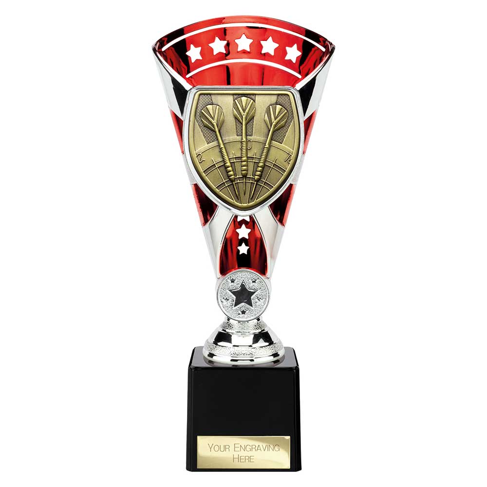 Cobra Star Darts Trophy Cup Silver And Red
