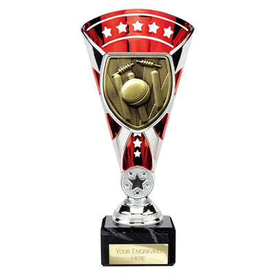 Cobra Star Cricket Trophy Cup Silver And Red