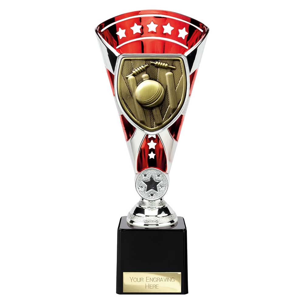 Cobra Star Cricket Trophy Cup Silver And Red