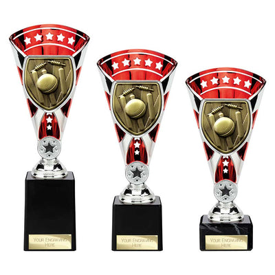 Cobra Star Cricket Trophy Cup Silver And Red