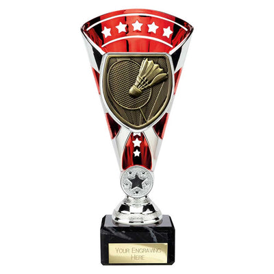 Cobra Star Badminton Trophy Cup Silver And Red