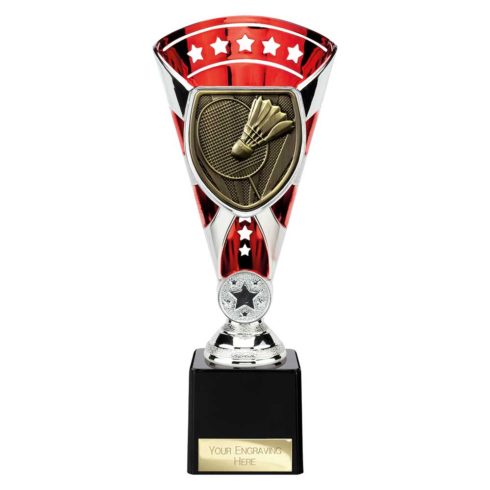 Cobra Star Badminton Trophy Cup Silver And Red