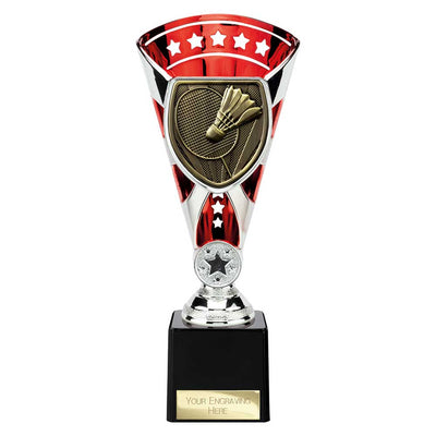 Cobra Star Badminton Trophy Cup Silver And Red