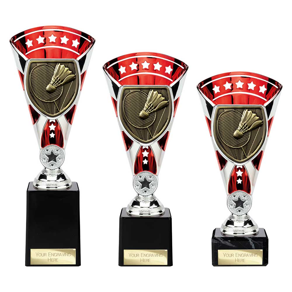Cobra Star Badminton Trophy Cup Silver And Red