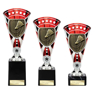 Cobra Star Badminton Trophy Cup Silver And Red