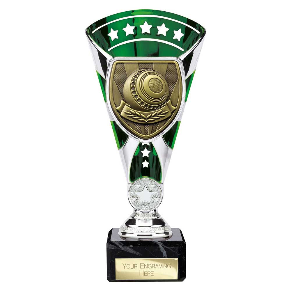 Cobra Star Trophy Cup Lawn Bowls Award Silver Green