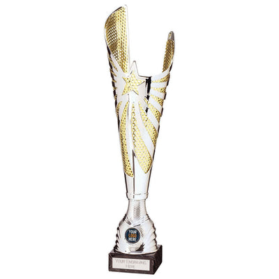 Mega Star Laser Cut Trophy Cup - Silver and Gold