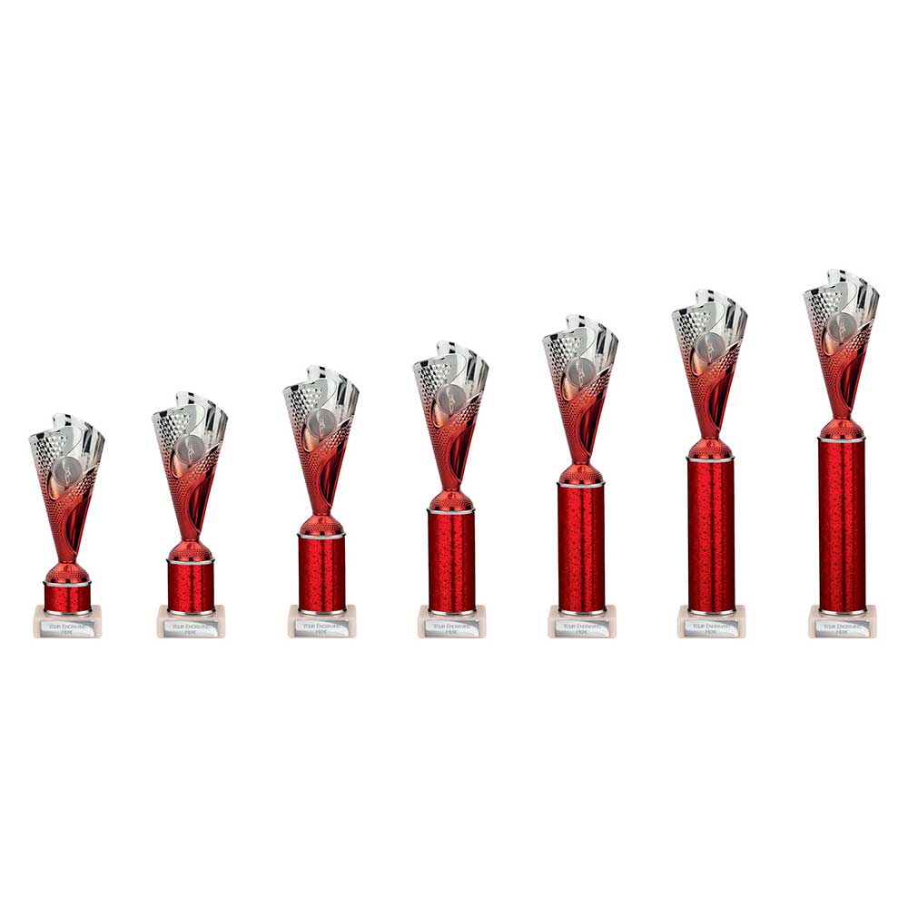 Rodeo Multisport Tube Trophy - Silver & Red | North East Trophies