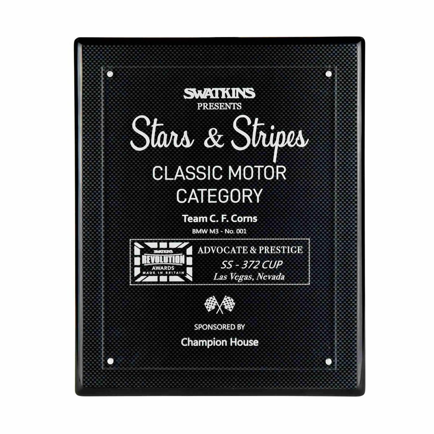 Carbon Fibre Effect Wall Hanging Plaque with Acrylic Front 