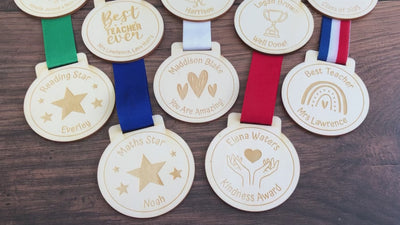 Personalised Children's Achievement Reading Wooden Medal