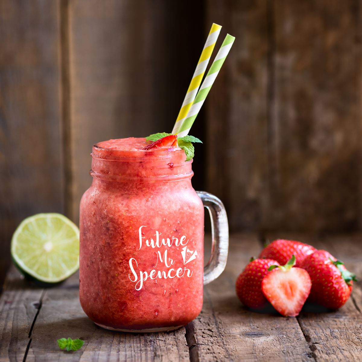 Personalised Mason Jar Cocktail Glass - Wedding Future Mr & Mrs