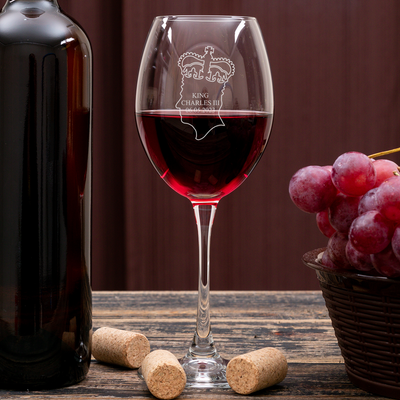 Personalised Wine Glass 16oz - Coronation of King Charles III