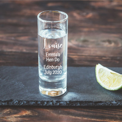 Personalised Tall Shot Glass - Hen Do