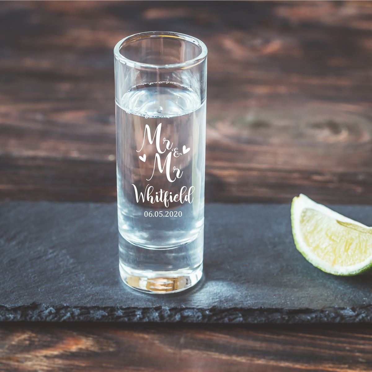 Personalised Tall Shot Glass - Wedding