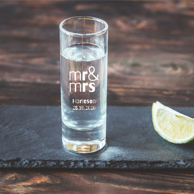 Personalised Tall Shot Glass - Wedding