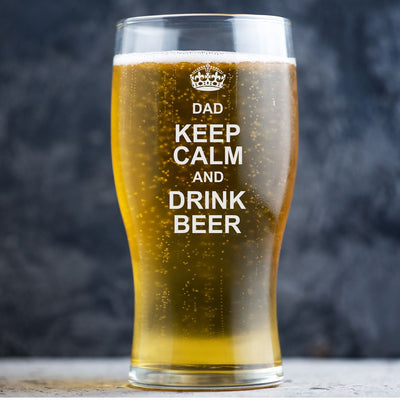 Personalised Beer Glass Pint Glass - Keep Calm