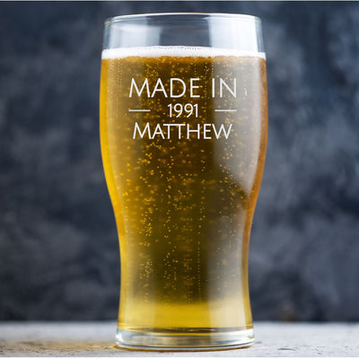 Personalised Beer Glass Pint Glass - Made In