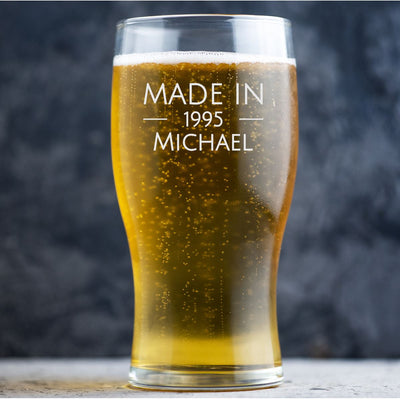 Personalised Beer Glass Pint Glass - Made In