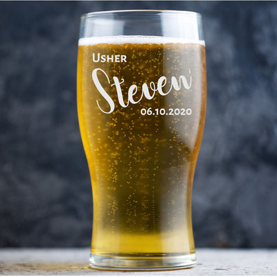 Personalised Beer Glass Pint Glass - Wedding