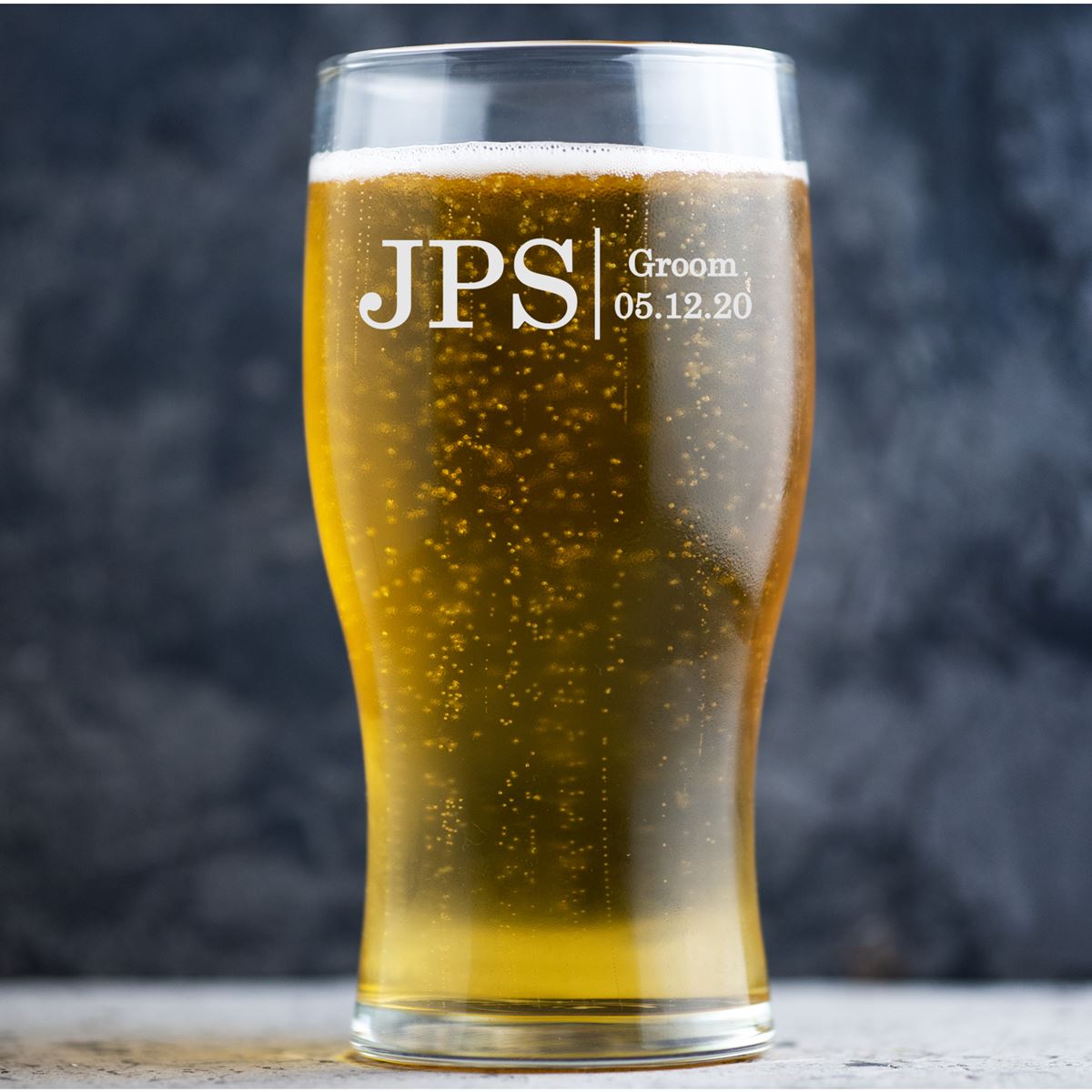 Personalised Beer Glass Pint Glass - Wedding Initials